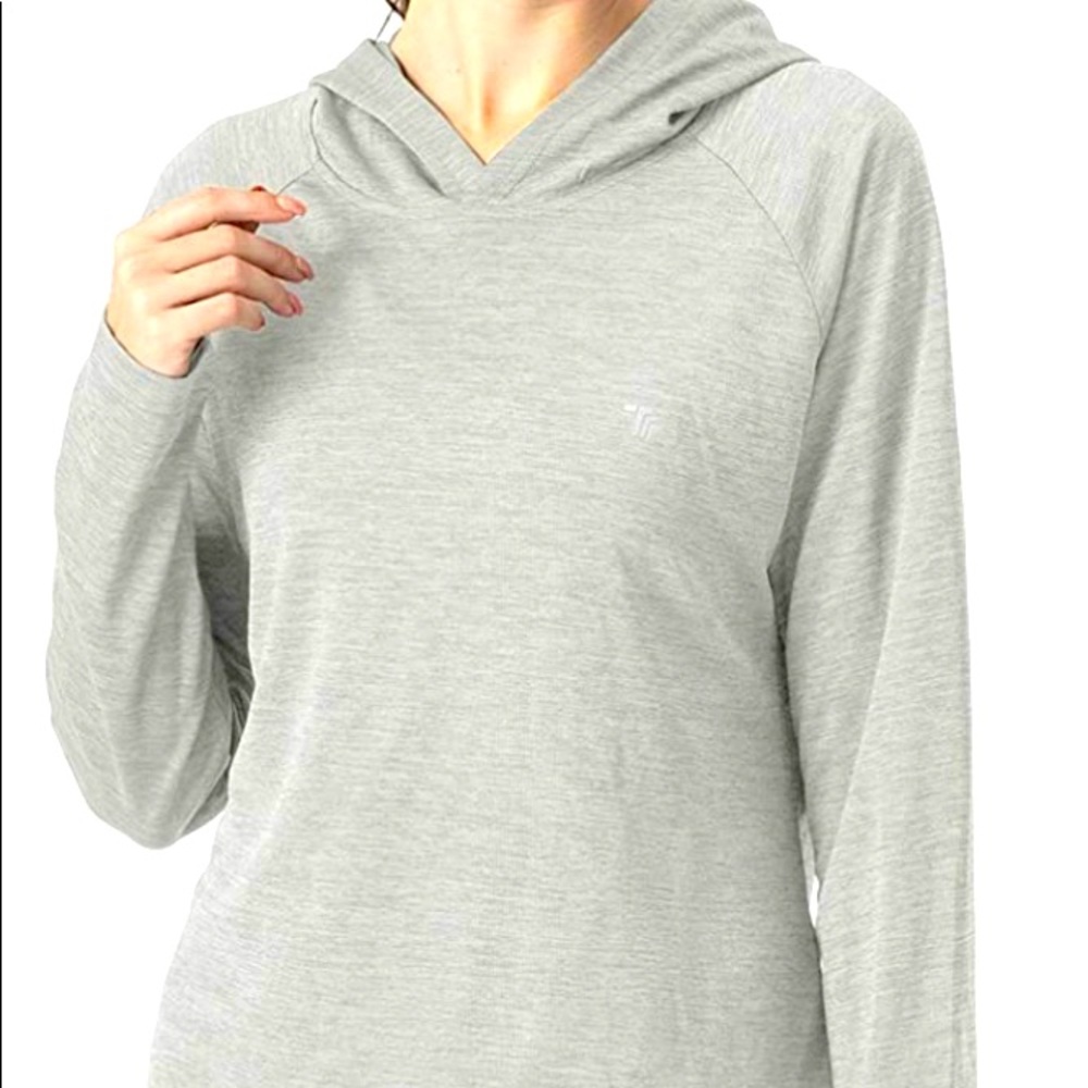 Light grey long sleeved hooded UV tshirt